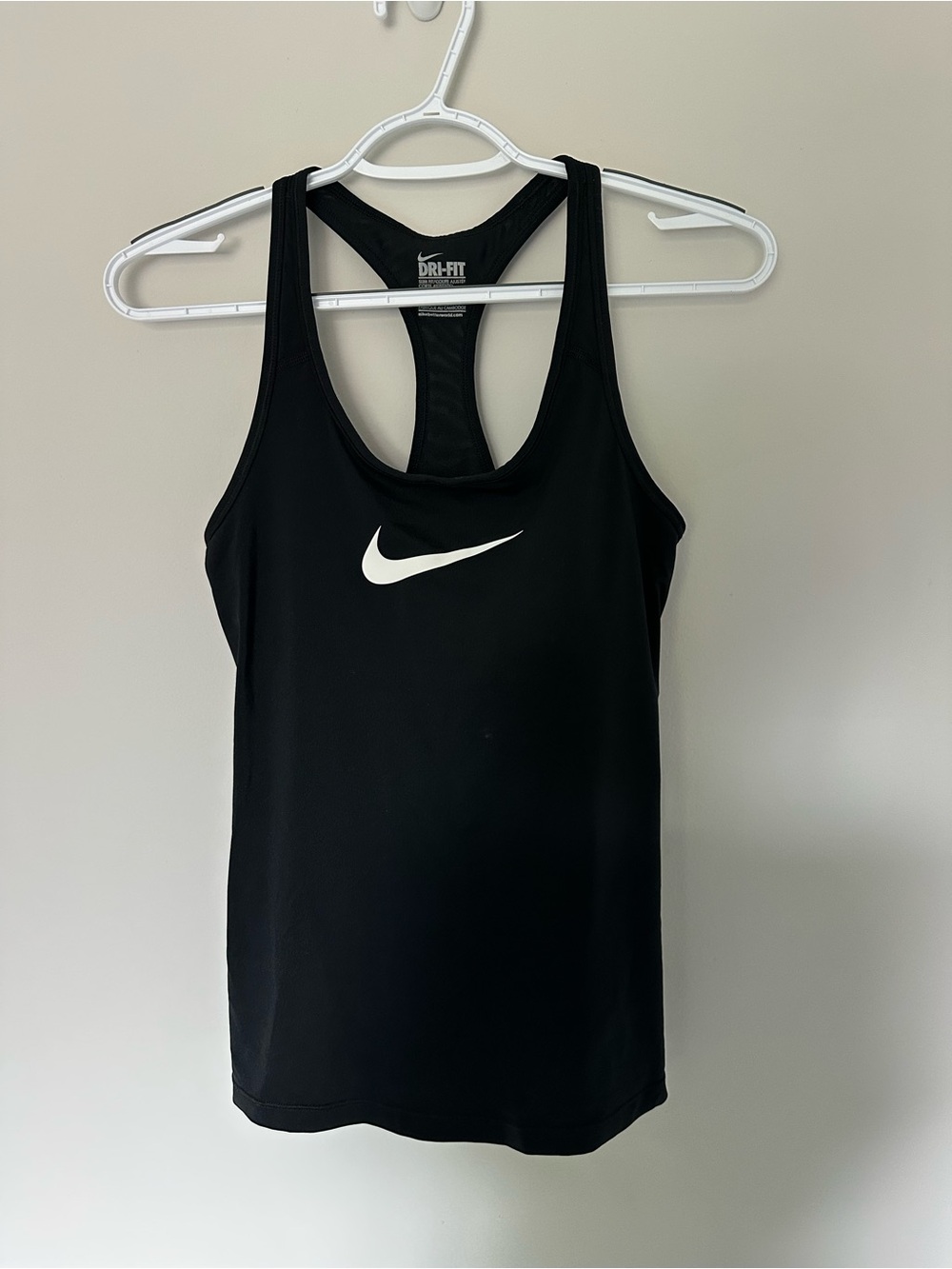 Nike Black Tank with White Swoosh - Racerback Dri-FIT